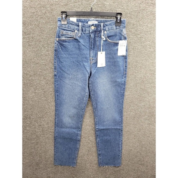 Good American Good Classic Raw Hem Stretch Jean Women's 0/25 NWT (MSRP $100) - Picture 1 of 12